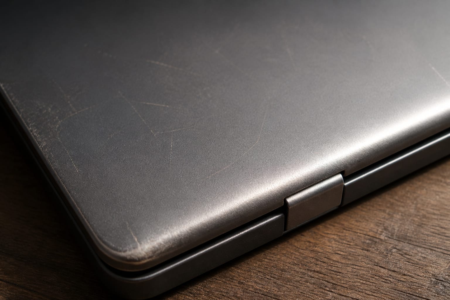 Laptop lid with light scuffs and a hinge