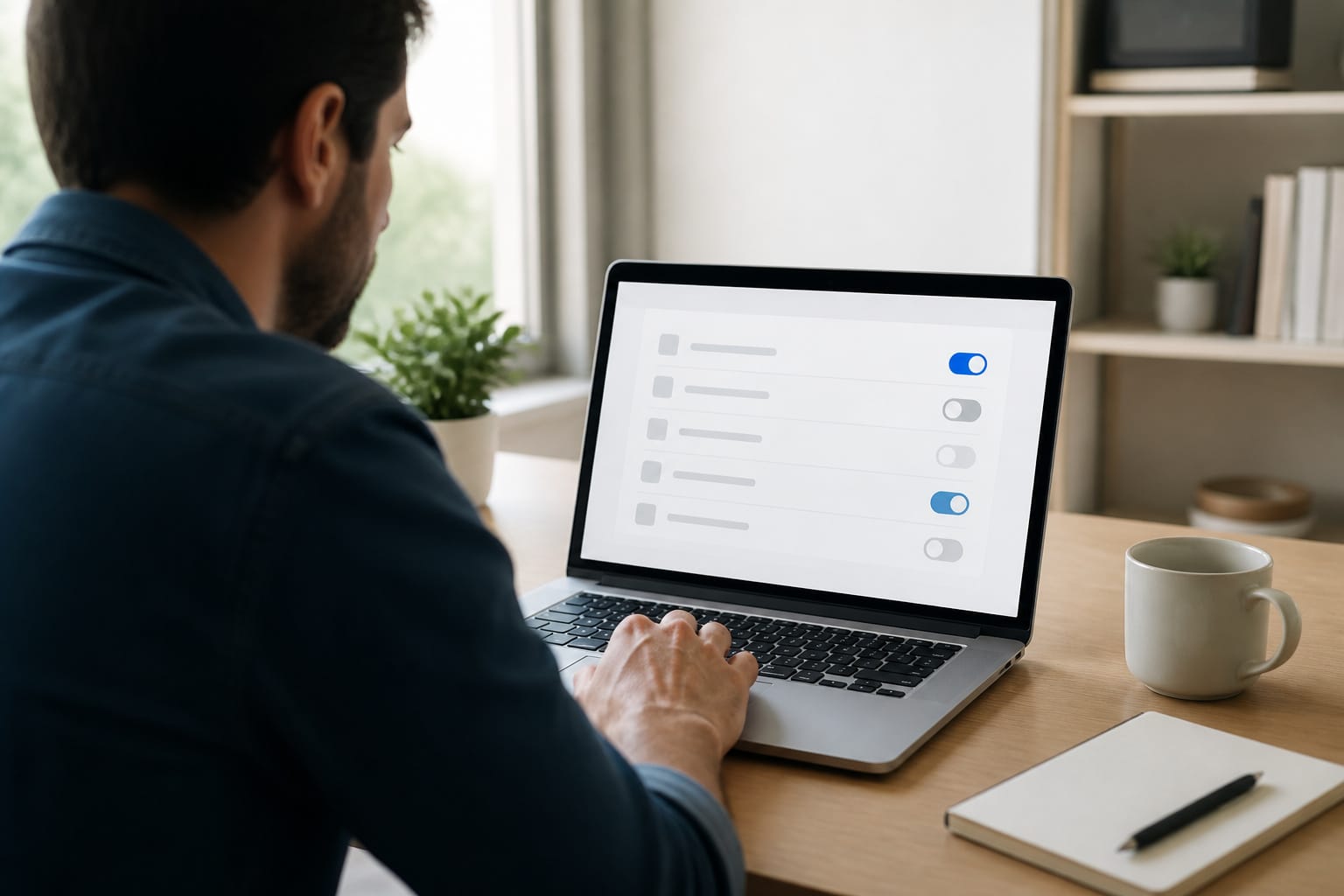Person turning off startup items on a laptop