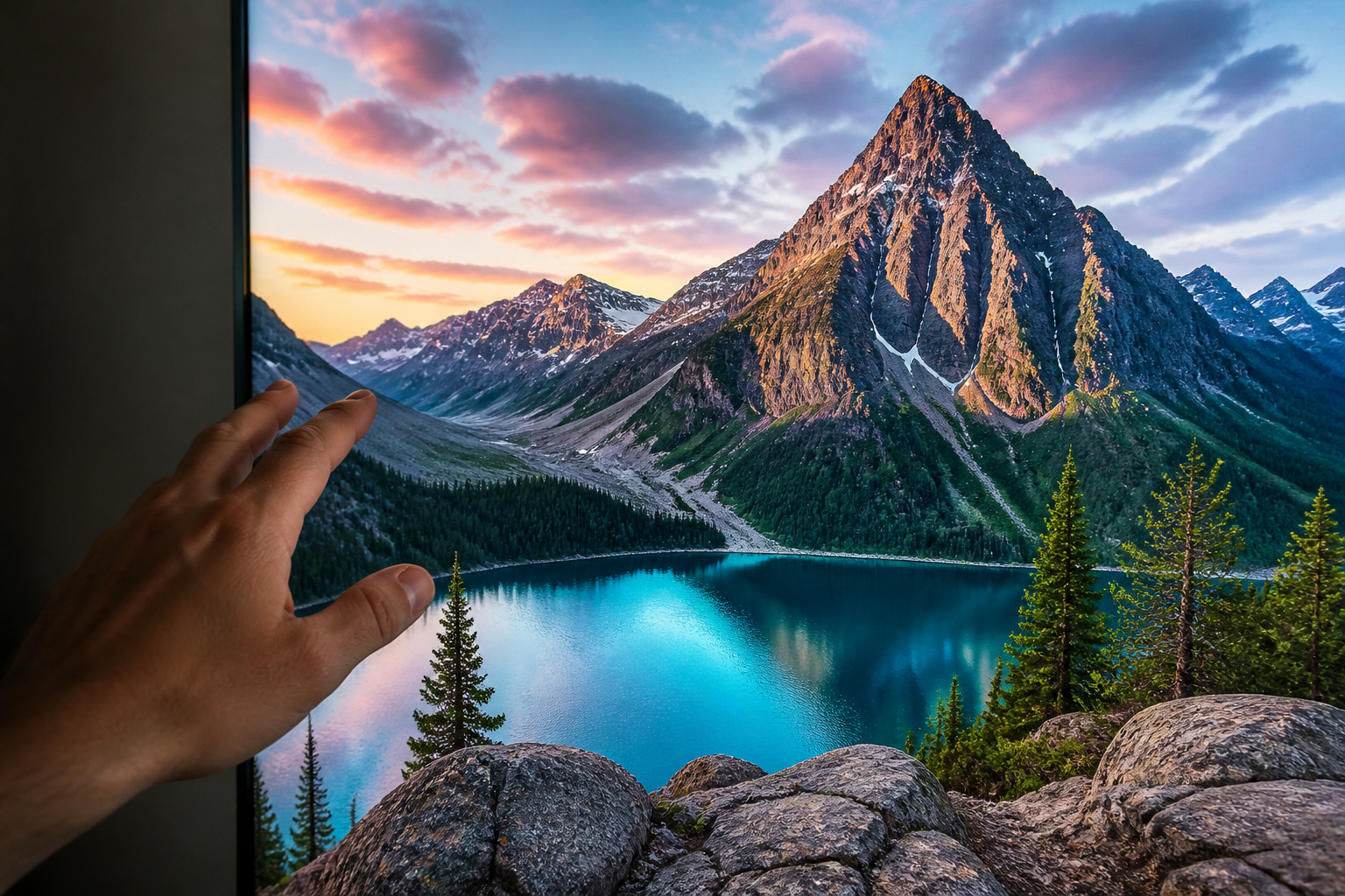 Sharp 4K TV picture of a detailed landscape