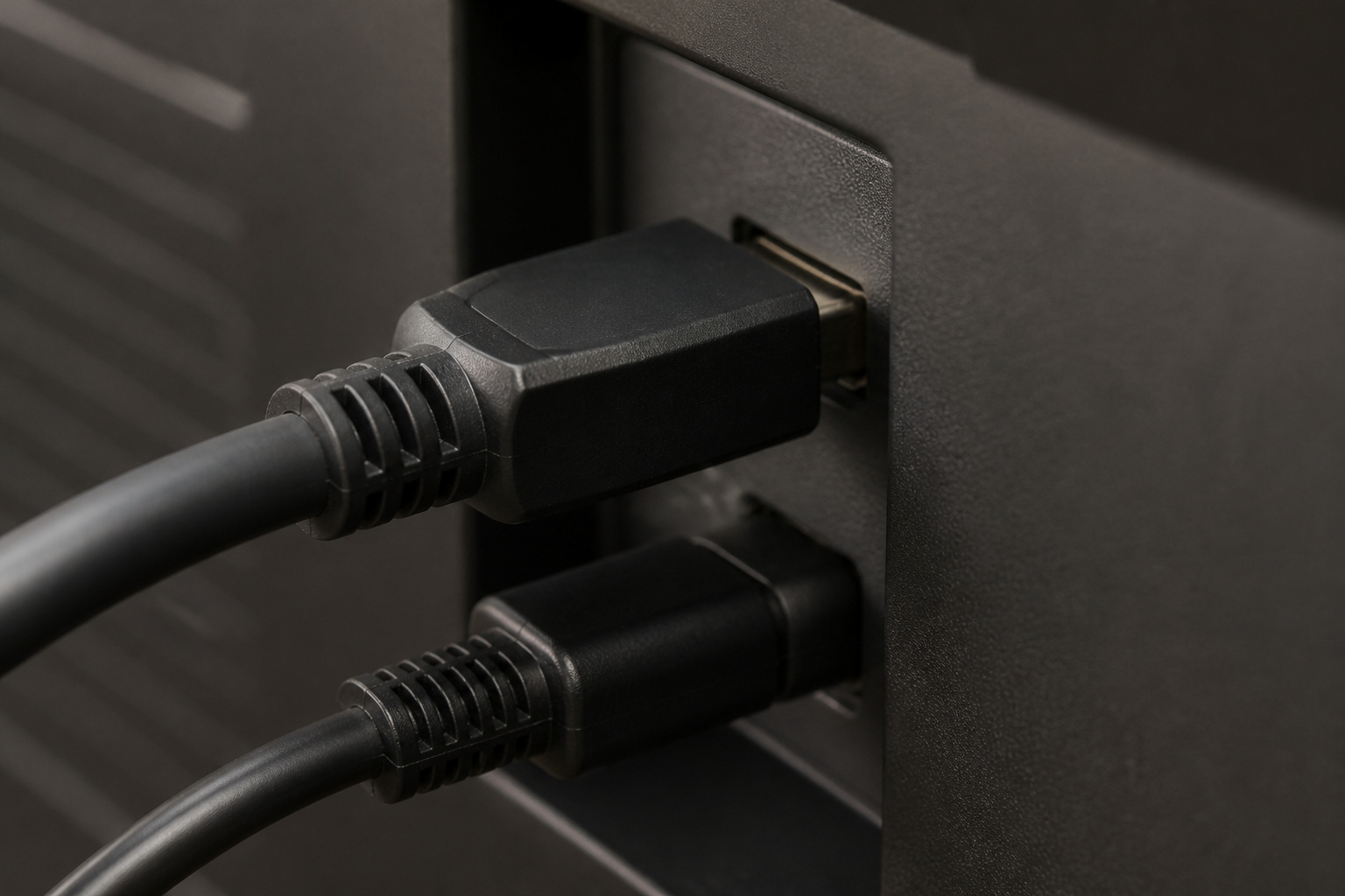 HDMI cable plugged into a TV port