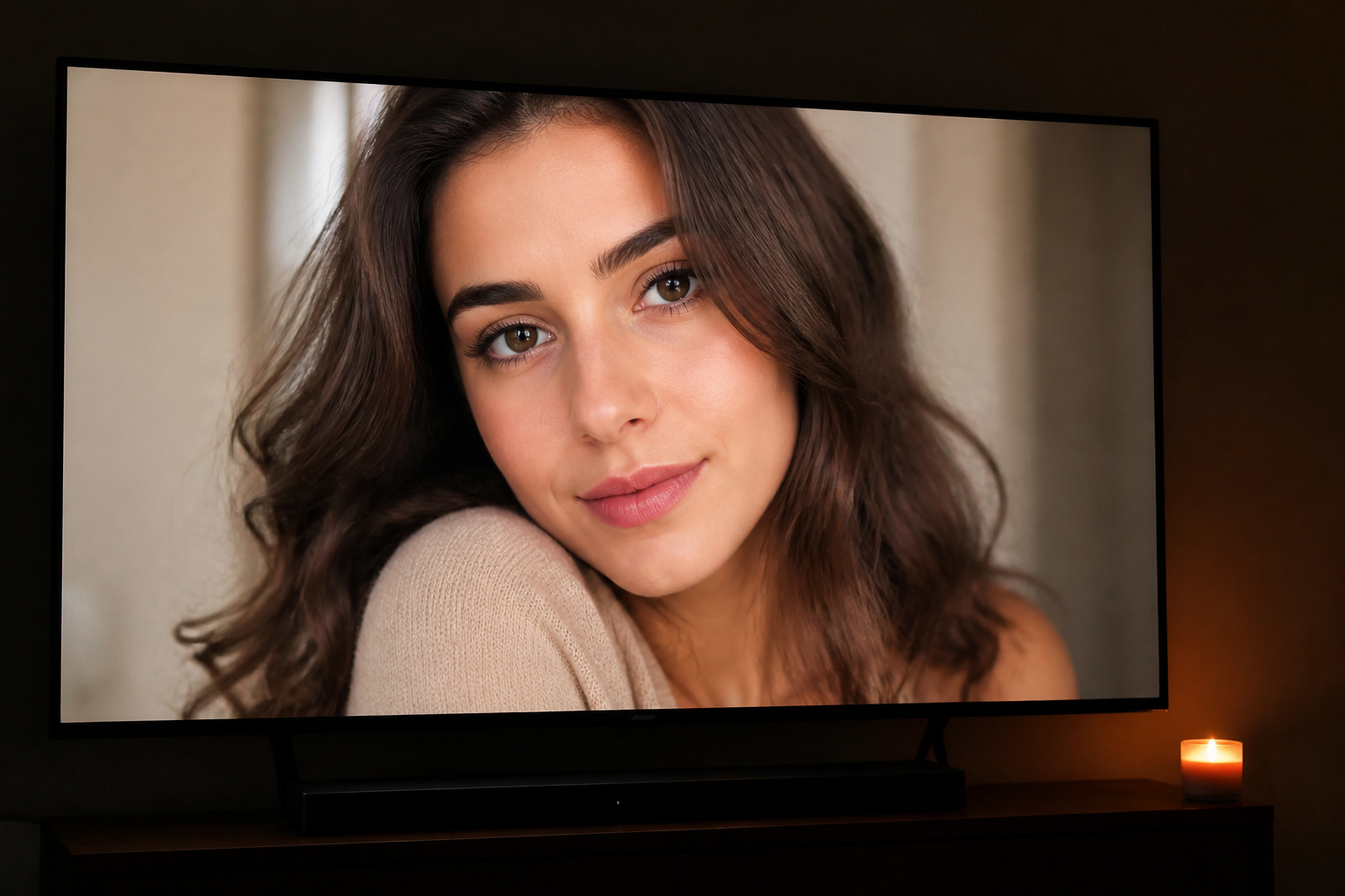 TV showing a portrait with natural skin tones