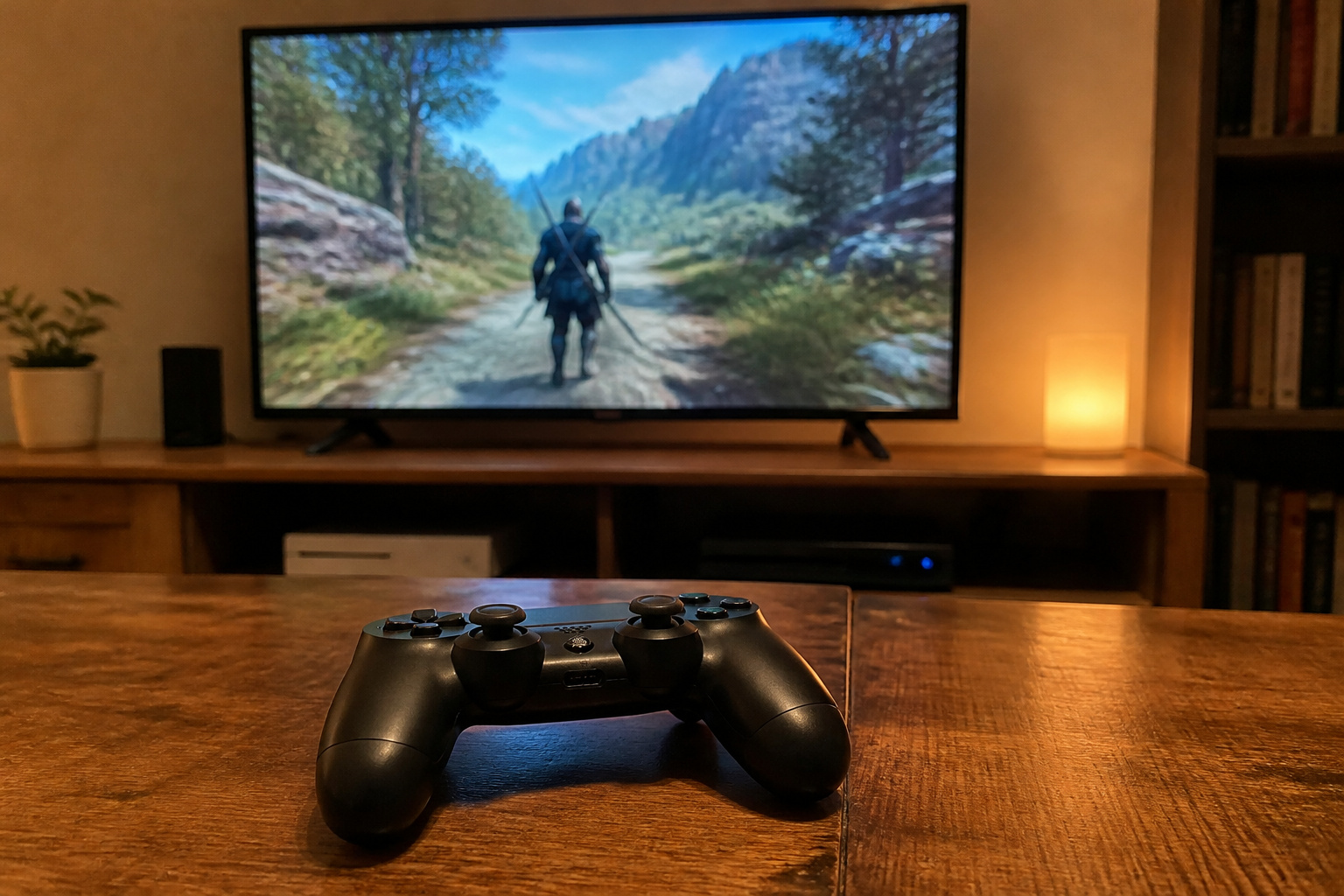 Console controller in front of an affordable TV