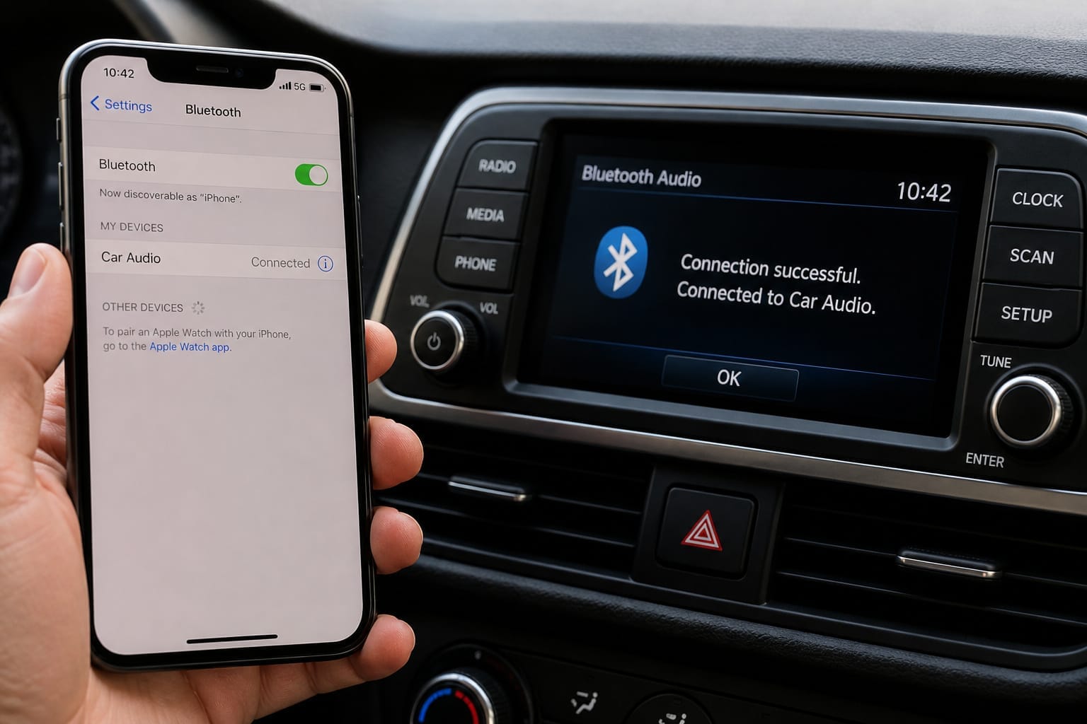 Smartphone pairing with a car stereo over Bluetooth