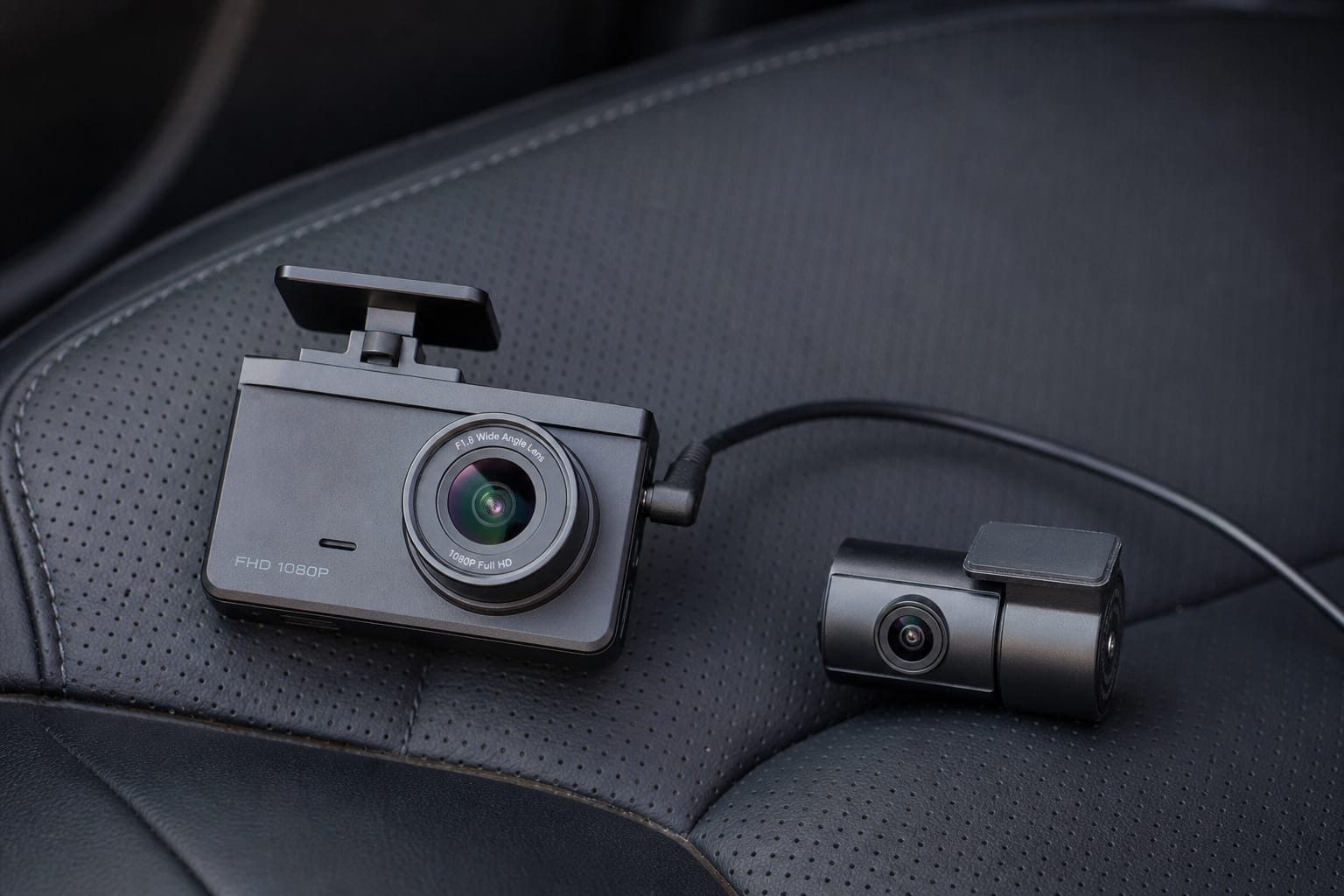 Dual dash cam system with front and rear camera units