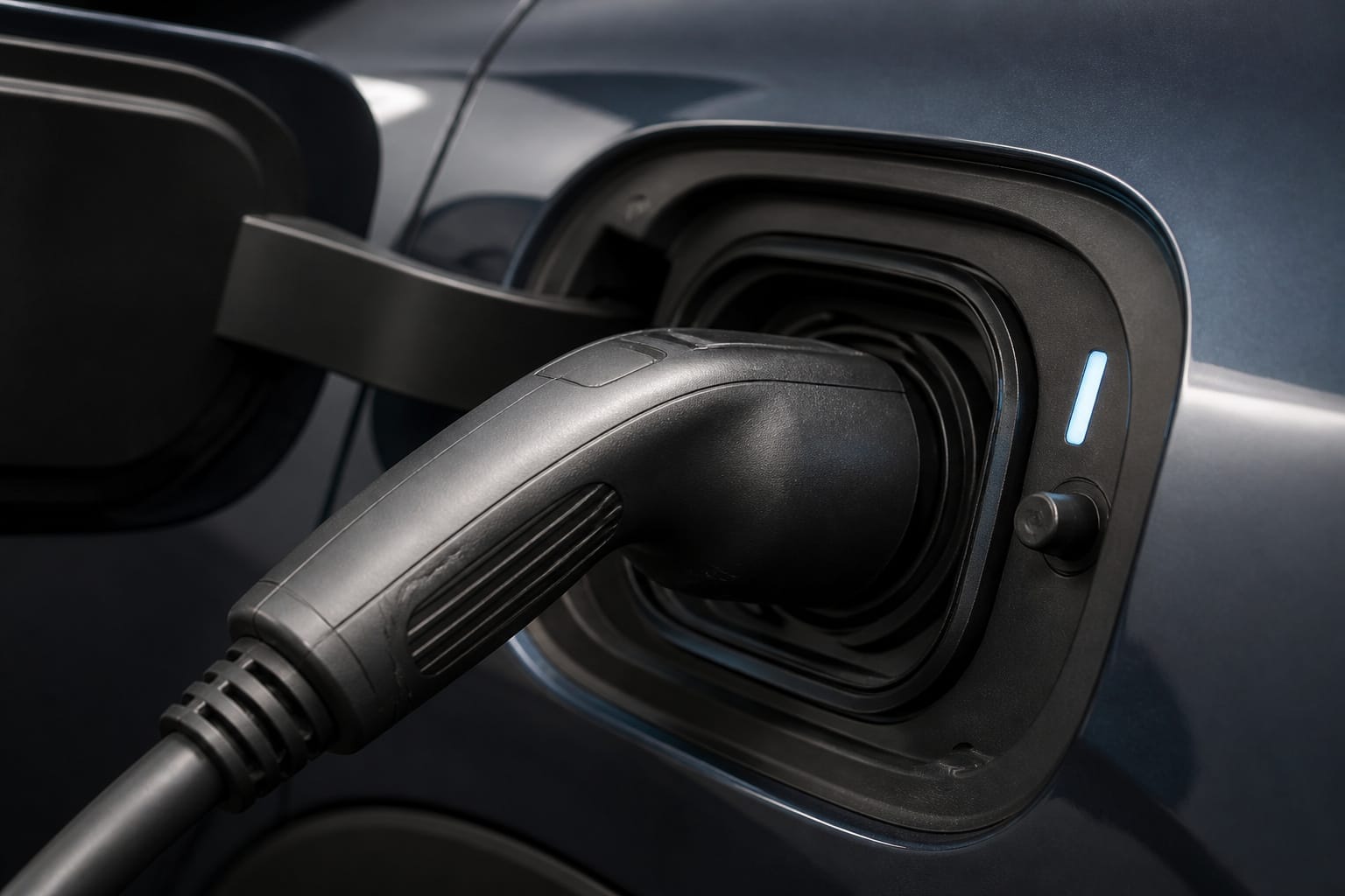 Fast charging cable connector locking into an electric vehicle's charging port