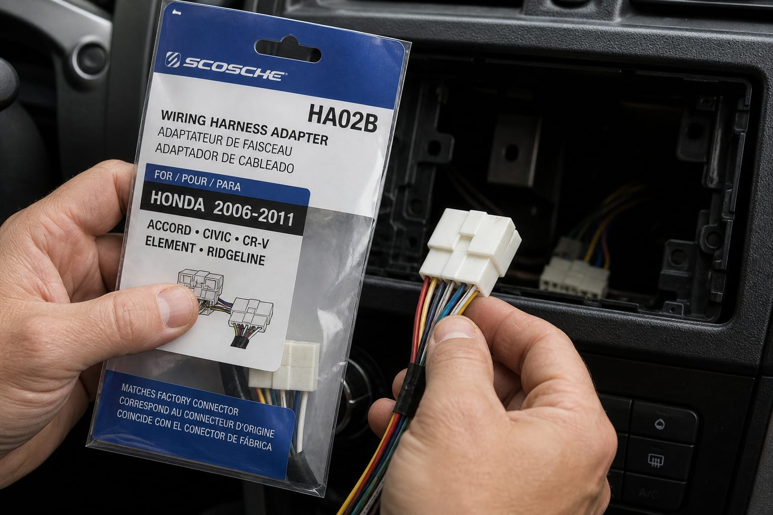 Checking a wiring harness adapter box against a car's make and model