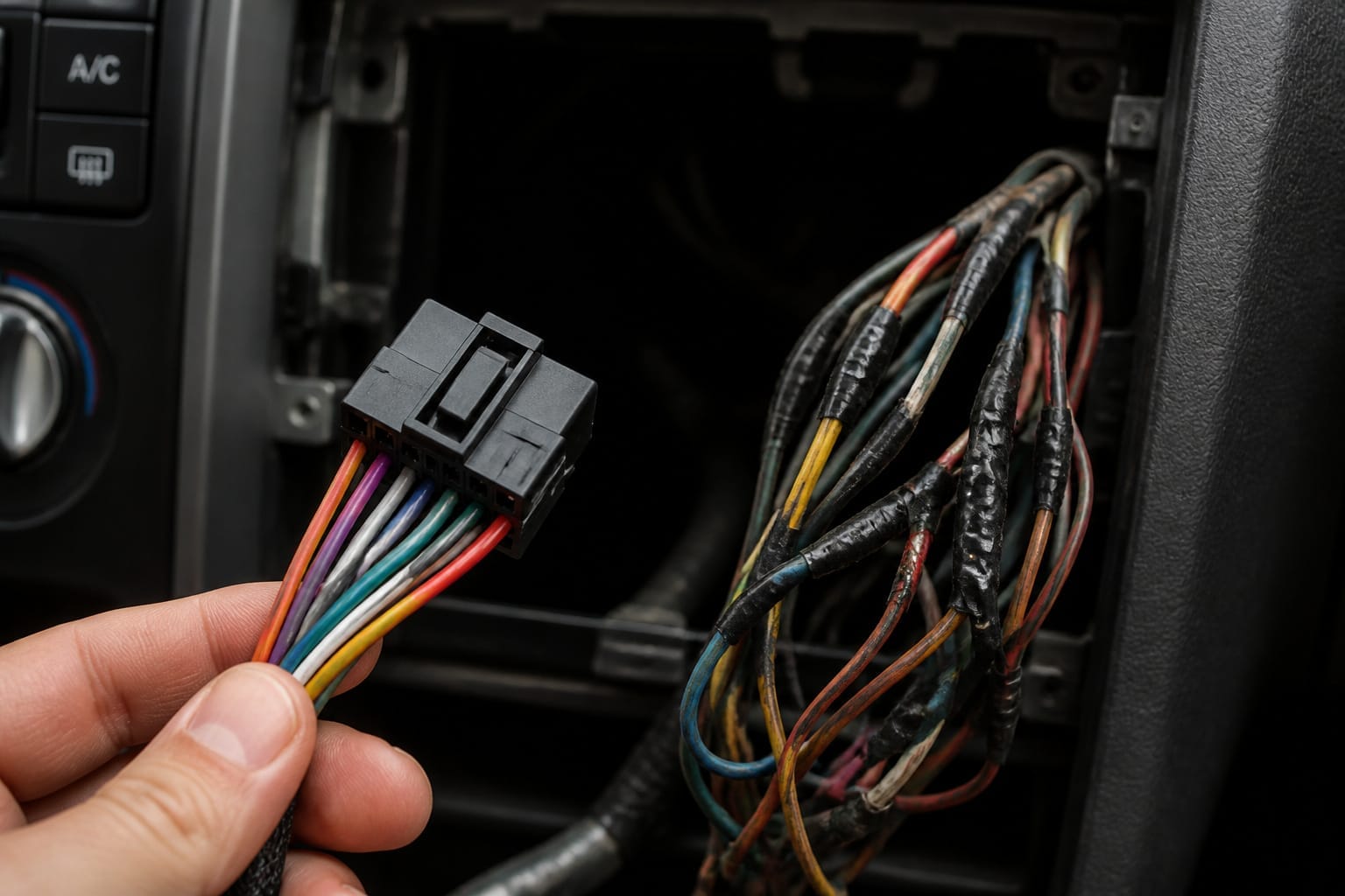 Clean plug-and-play wiring harness connection versus spliced wires