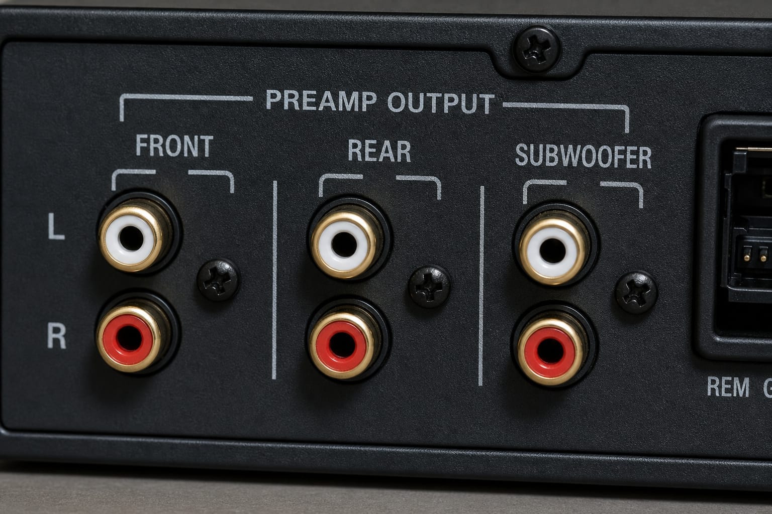Car stereo with separate front, rear, and subwoofer preamp output channels