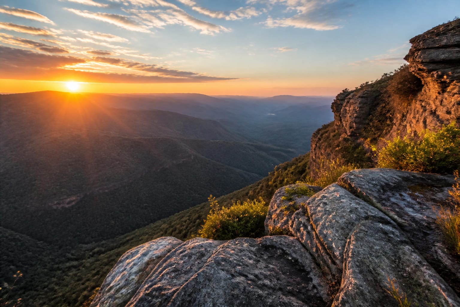 Sunrise view from a cliffside overlook