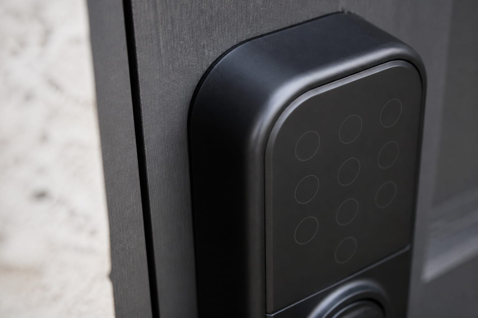 close-up inspection of a smart lock keypad housing