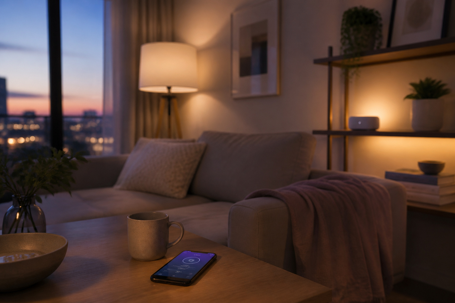 A calm, well-organized smart home setting representing a settled hub decision