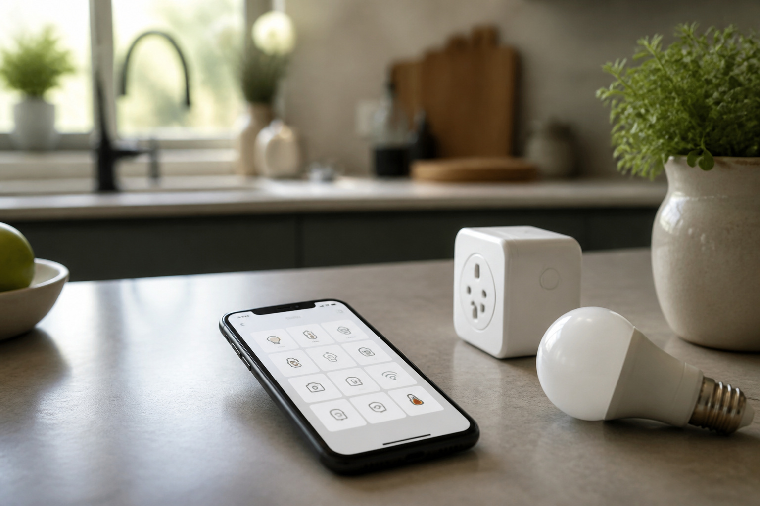 A phone showing connected smart home devices, representing unified control across brands