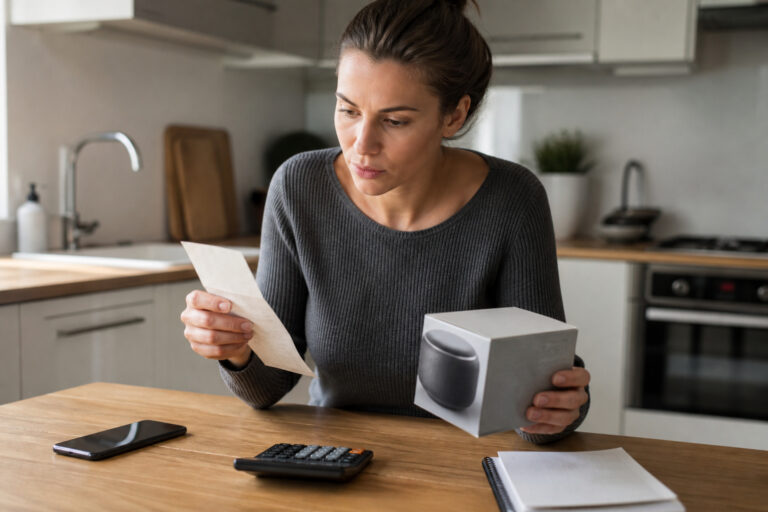 Homeowner reviewing the cost of smart home devices
