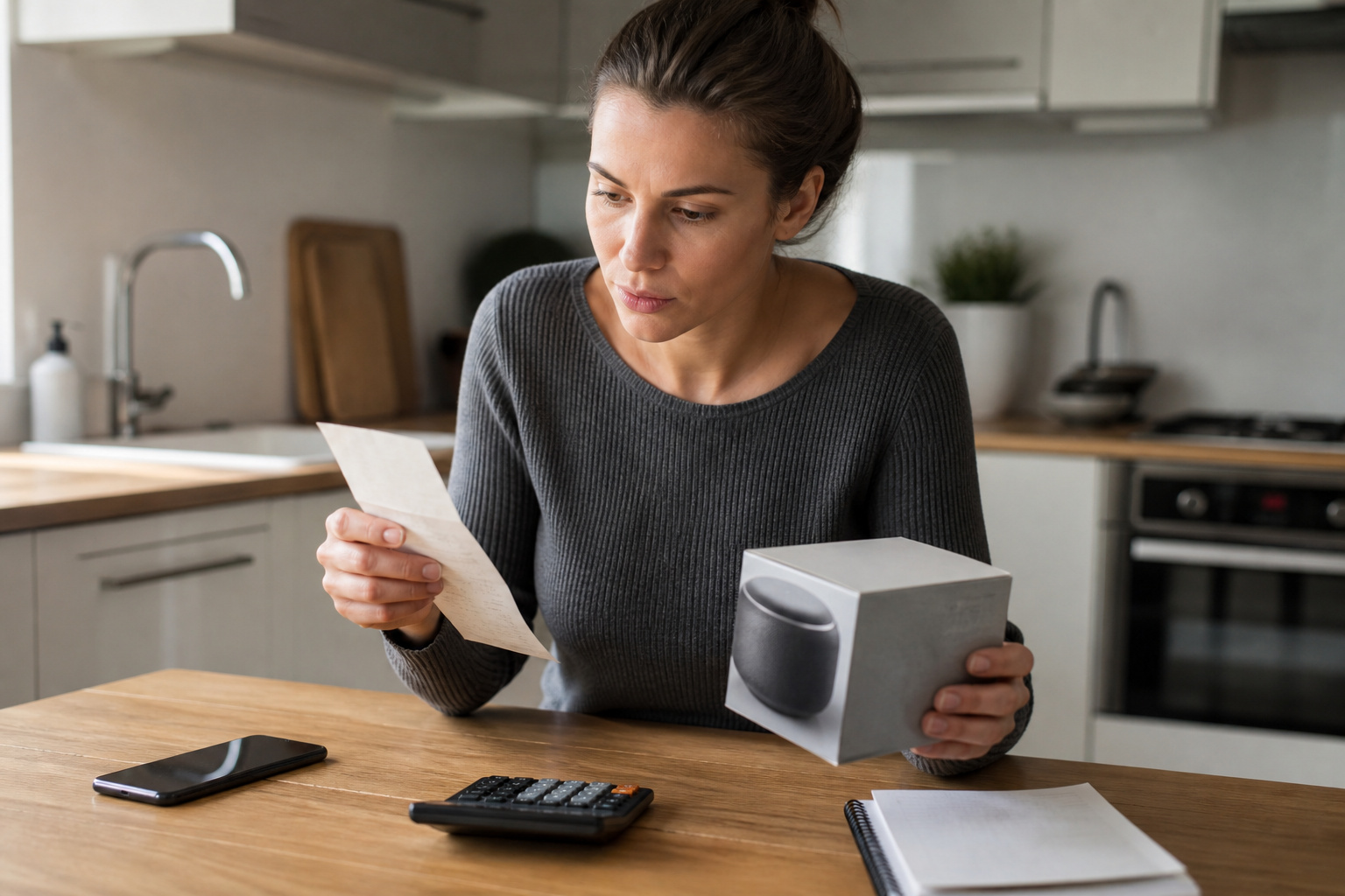 Homeowner reviewing the cost of smart home devices