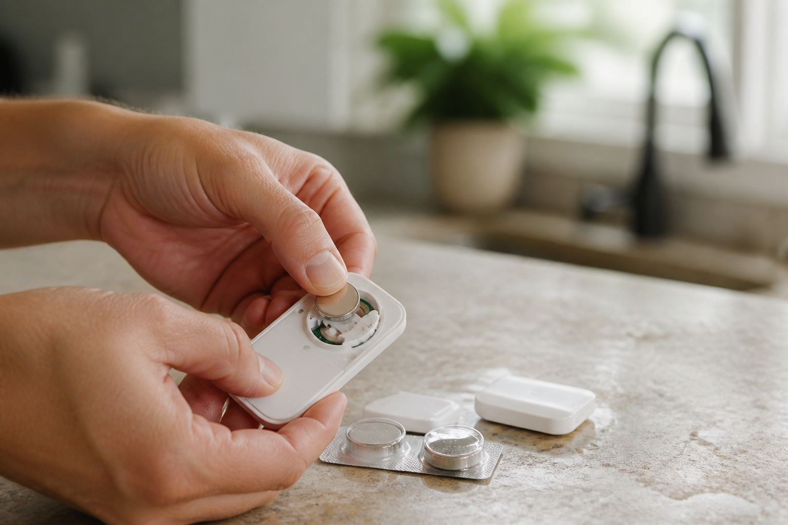 Replacing batteries in a smart home sensor
