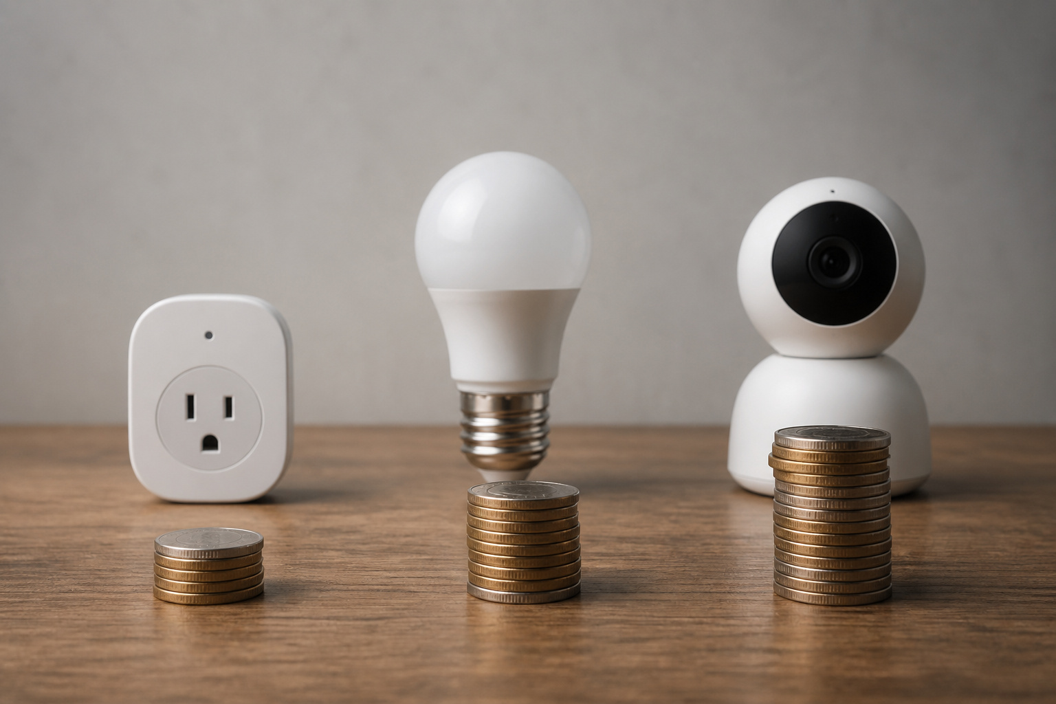 Three tiers of smart home spending represented by increasing coin piles