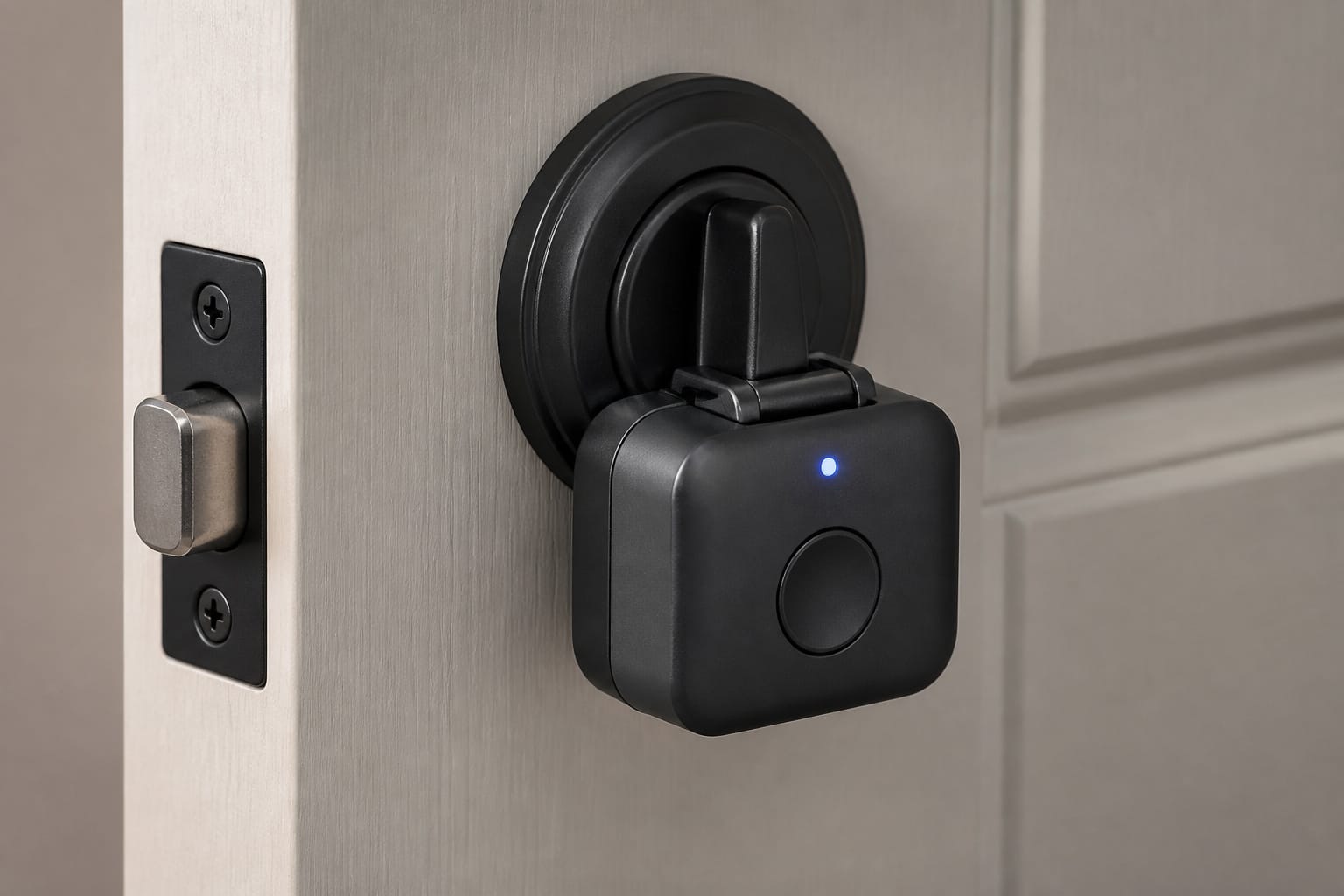 Retrofit smart lock device clipped onto an interior deadbolt thumbturn