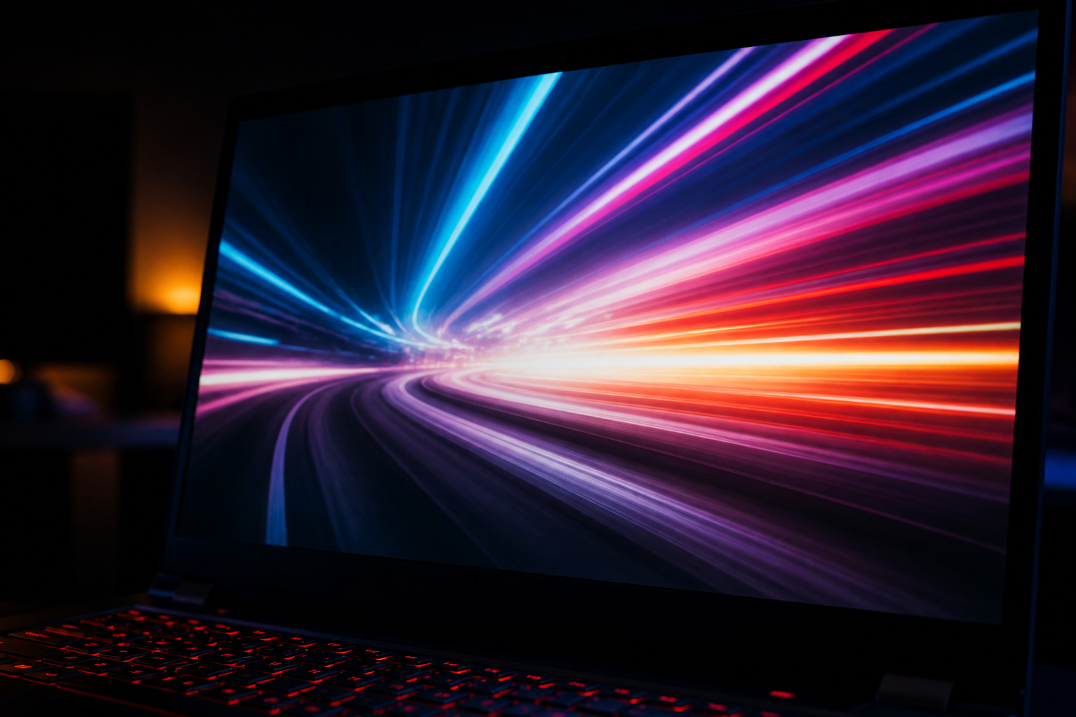 Gaming laptop display showing fast smooth motion