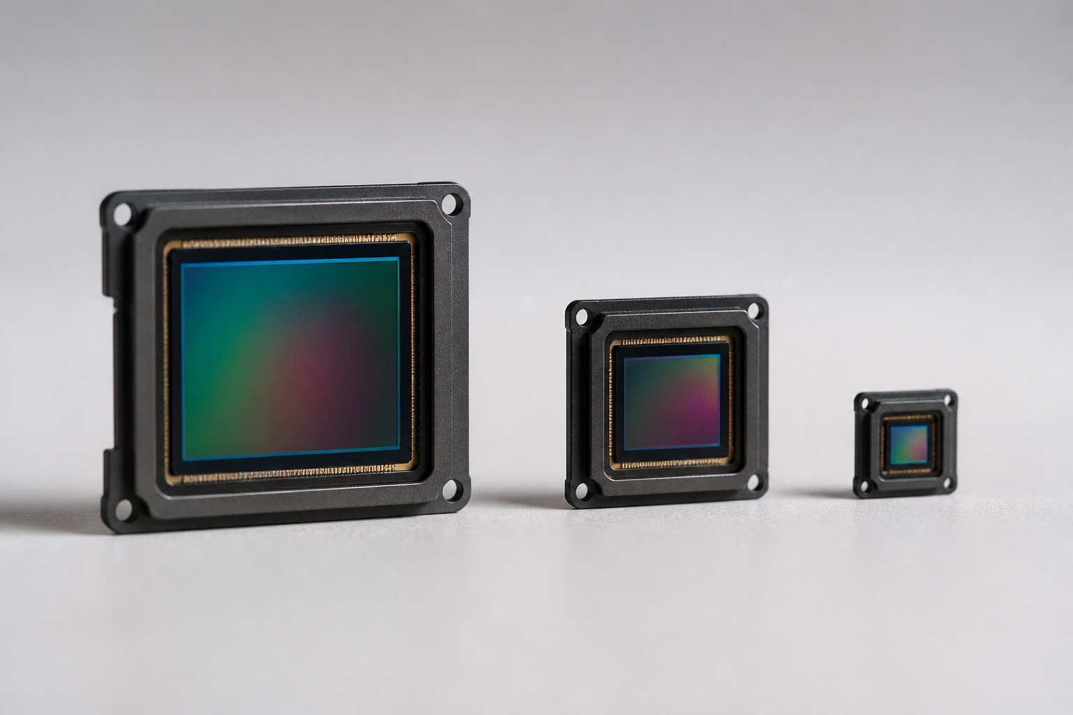 Three camera sensors of different sizes