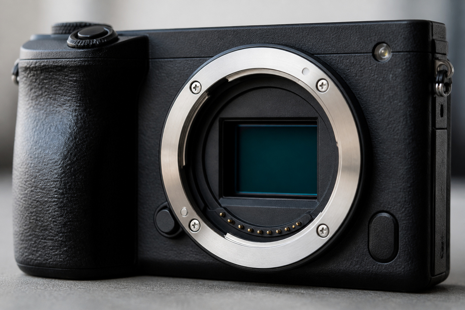 Mirrorless camera body with the lens removed