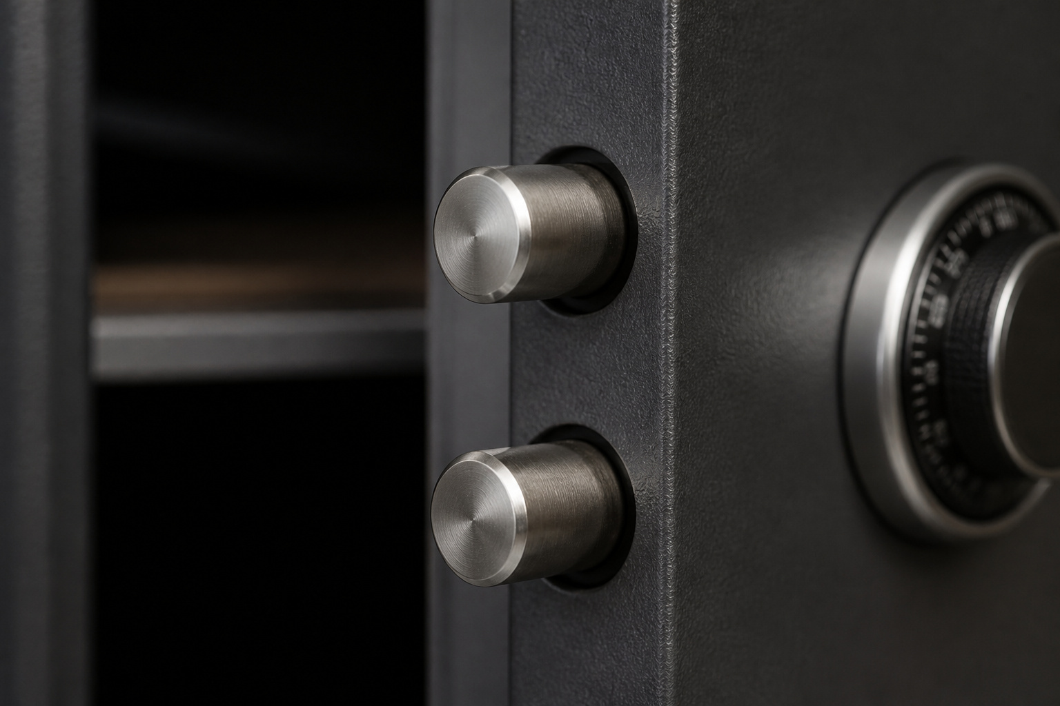 Locking bolts on a safe door