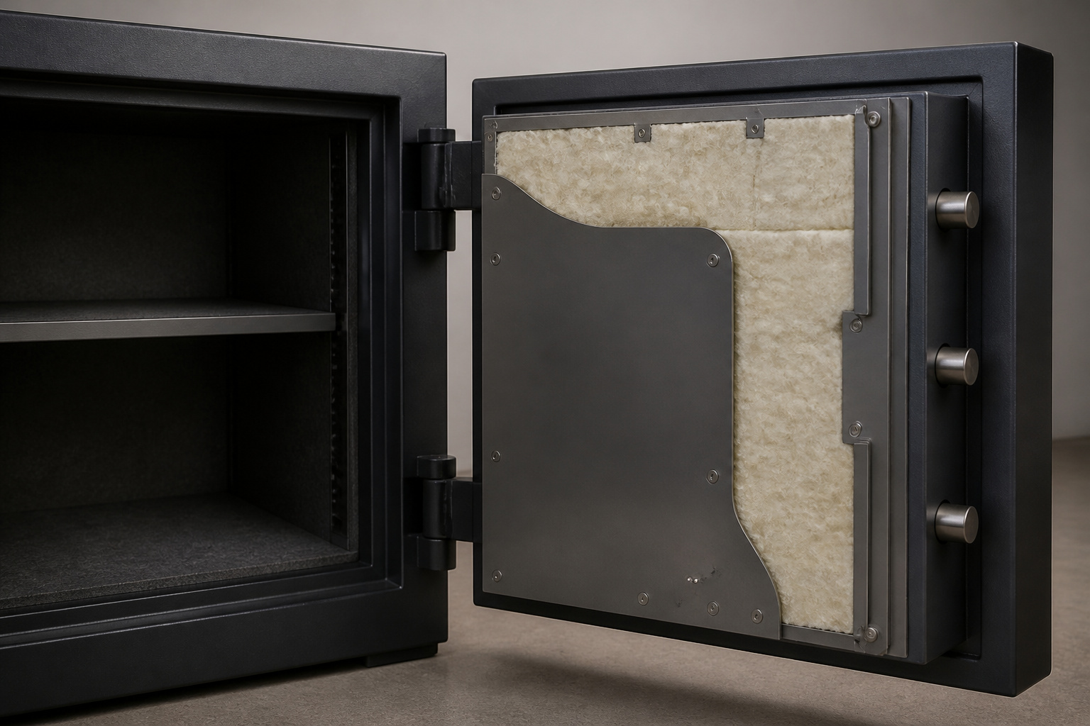 Insulated door of a fire-resistant safe