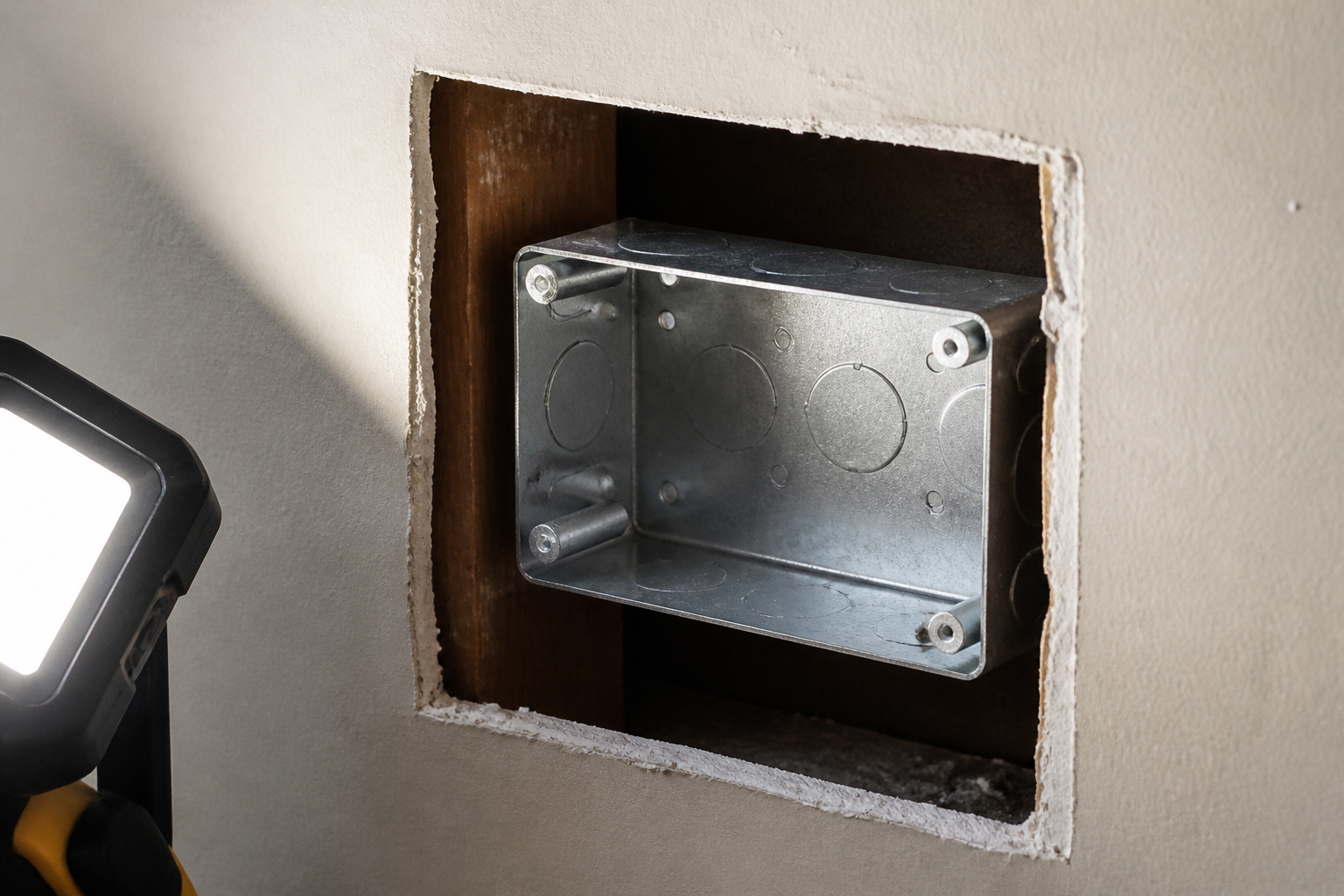 Recessed in-wall safe box in a wall