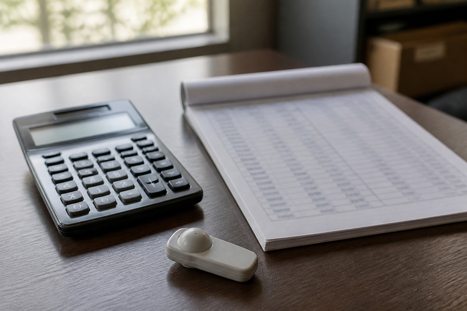 Calculator and notes comparing security system costs