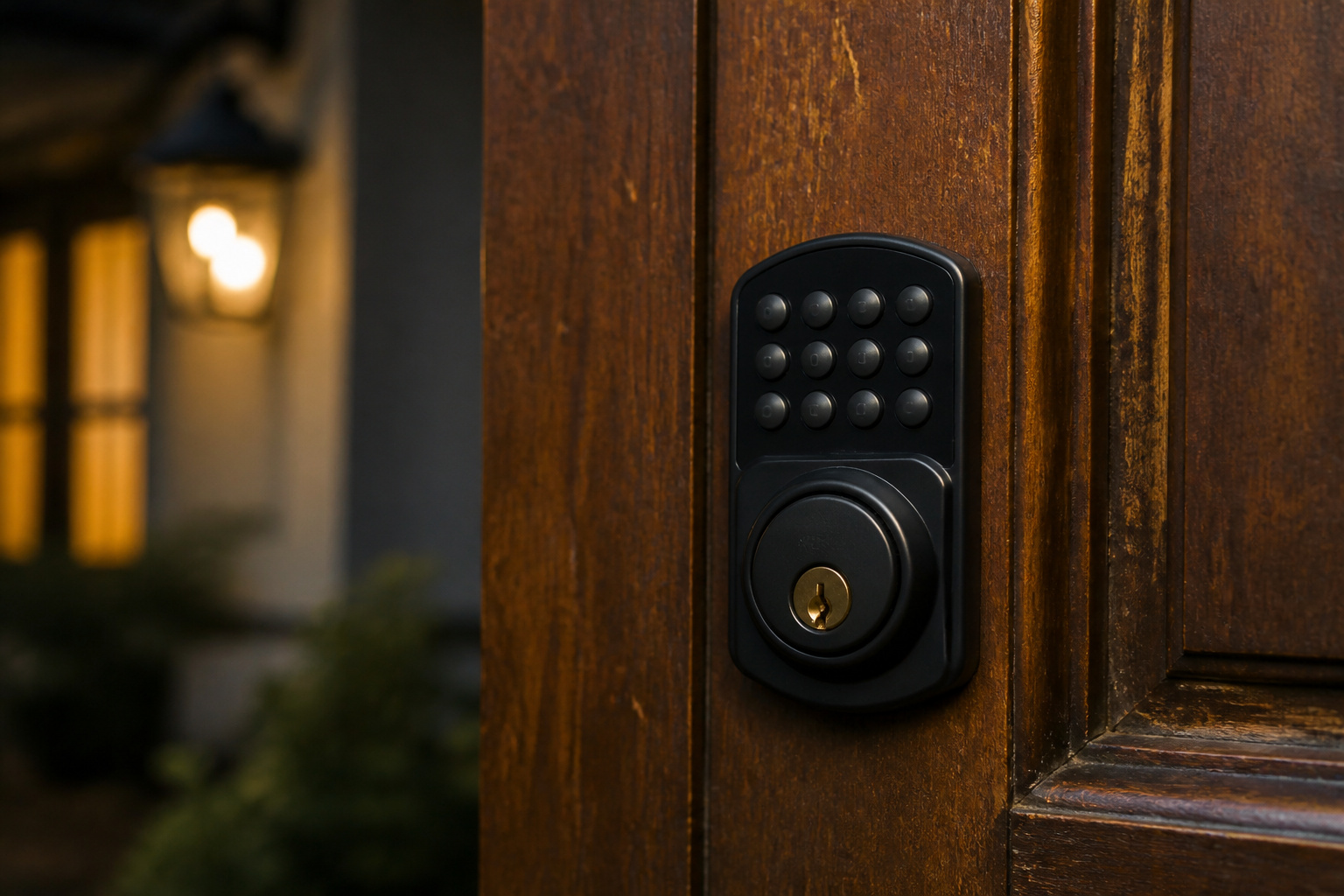 Keypad smart lock on a cabin door