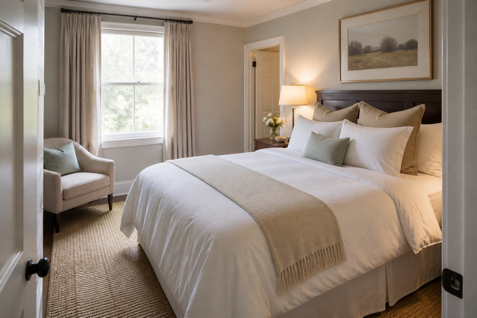 Guest bedroom ready for a rental stay