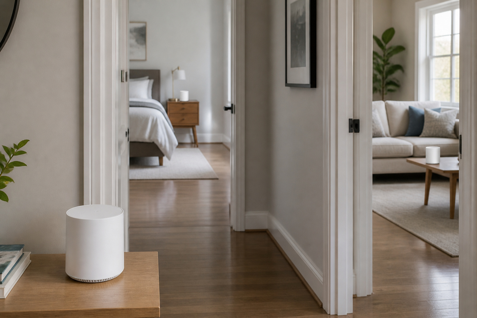 Mesh nodes in different rooms of a home