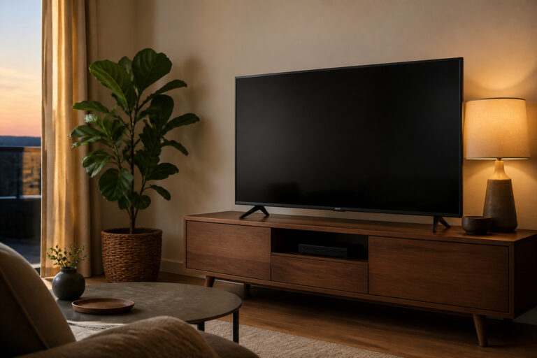 Well-kept TV in a tidy living room