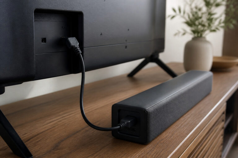 HDMI cable connecting a TV to a soundbar
