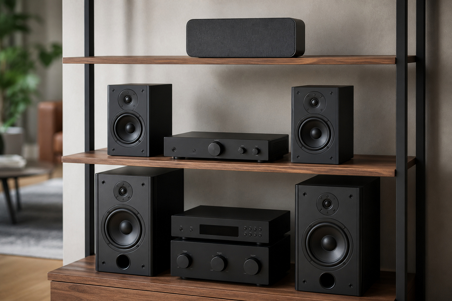 Three tiers of audio gear from small to large