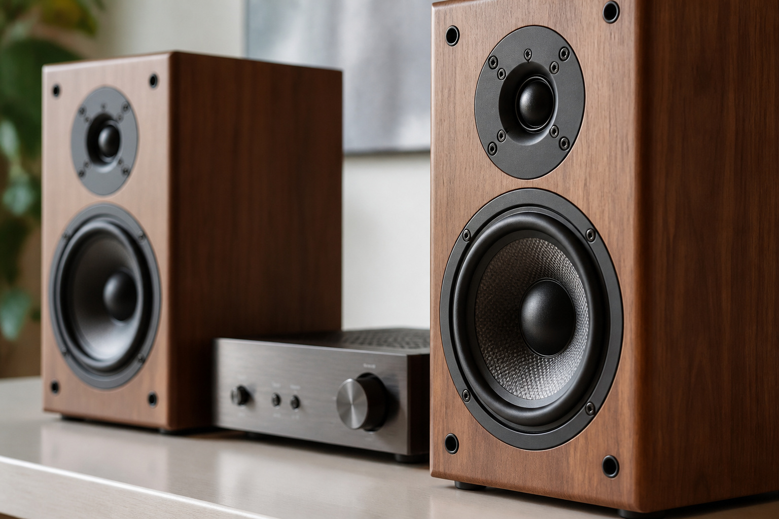 Quality speakers with an amplifier behind