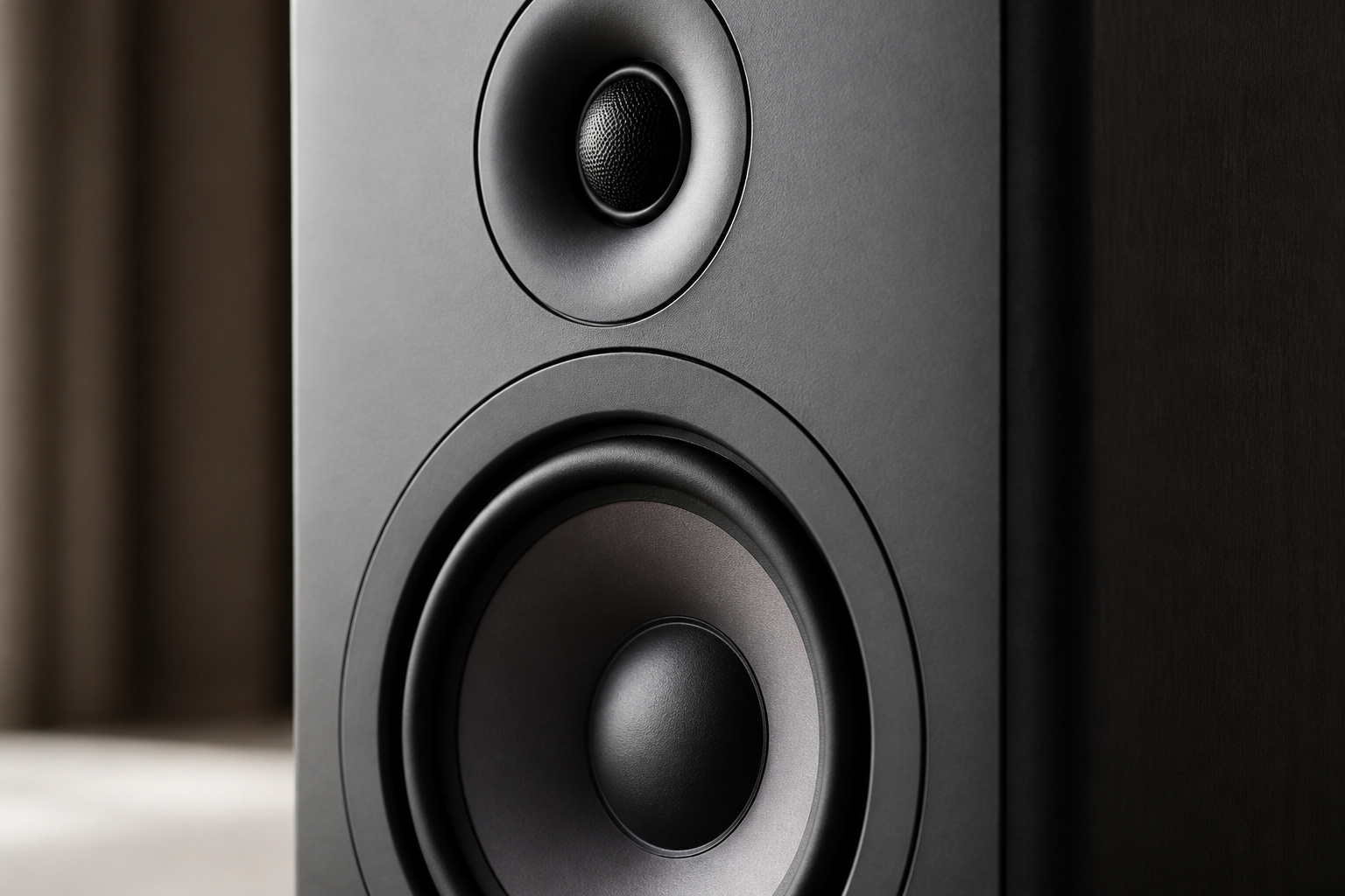 Speaker showing tweeter and woofer drivers