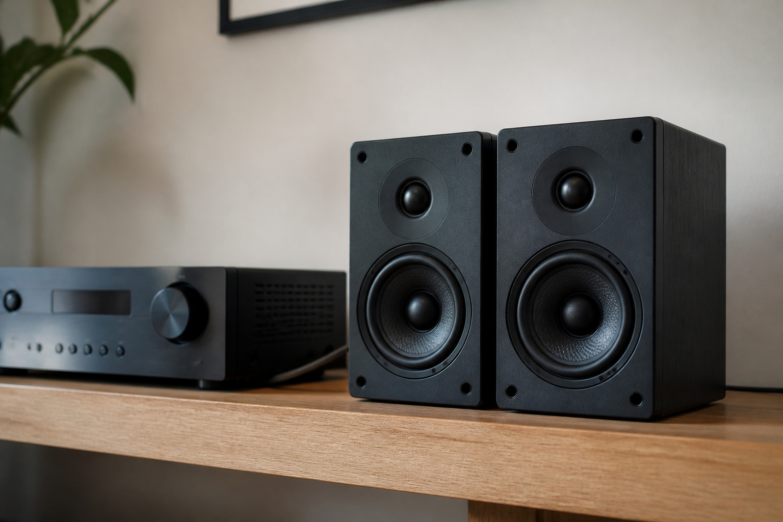 Passive speakers connected to a stereo receiver