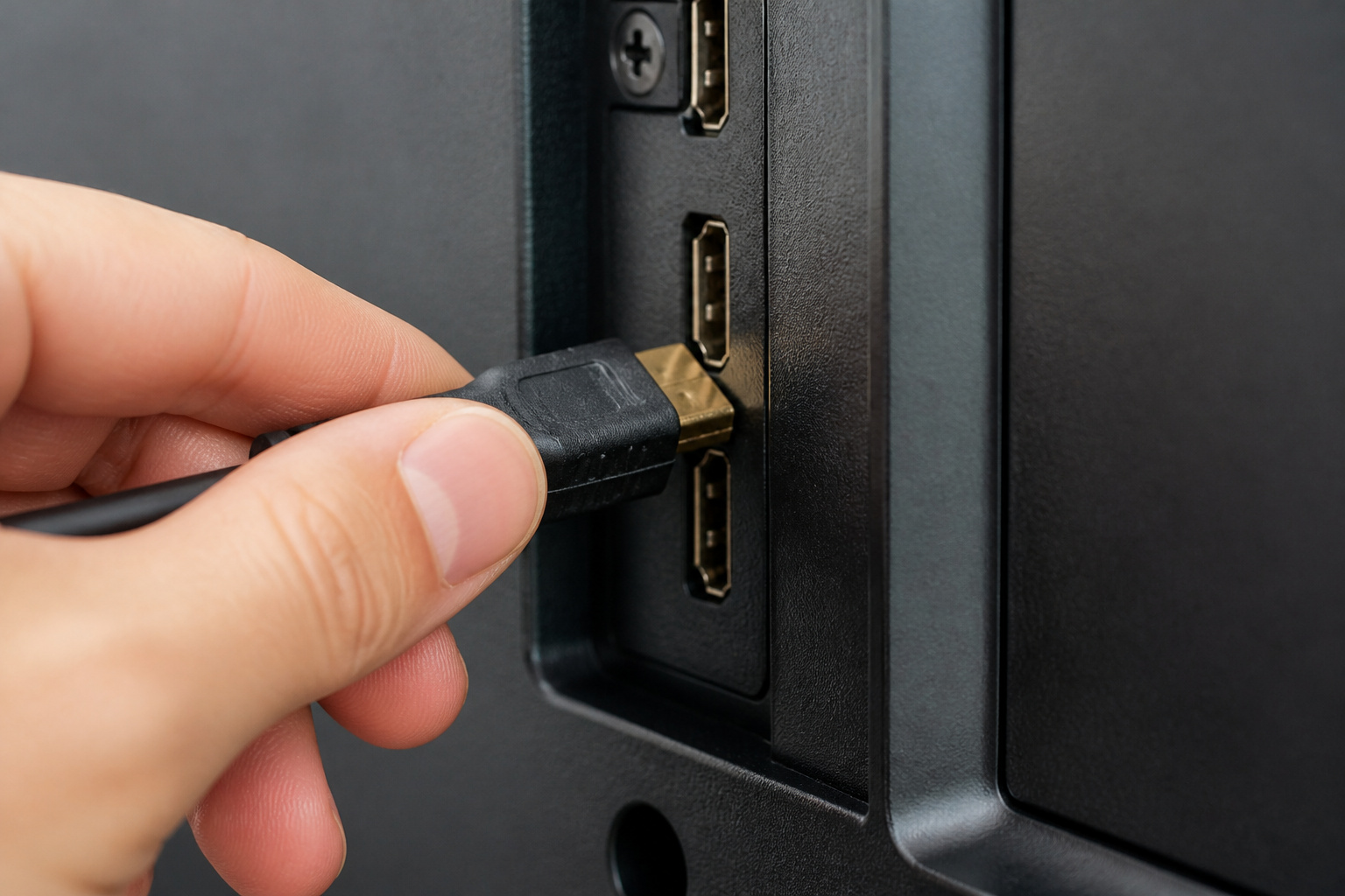 HDMI cable plugged into a TV ARC port