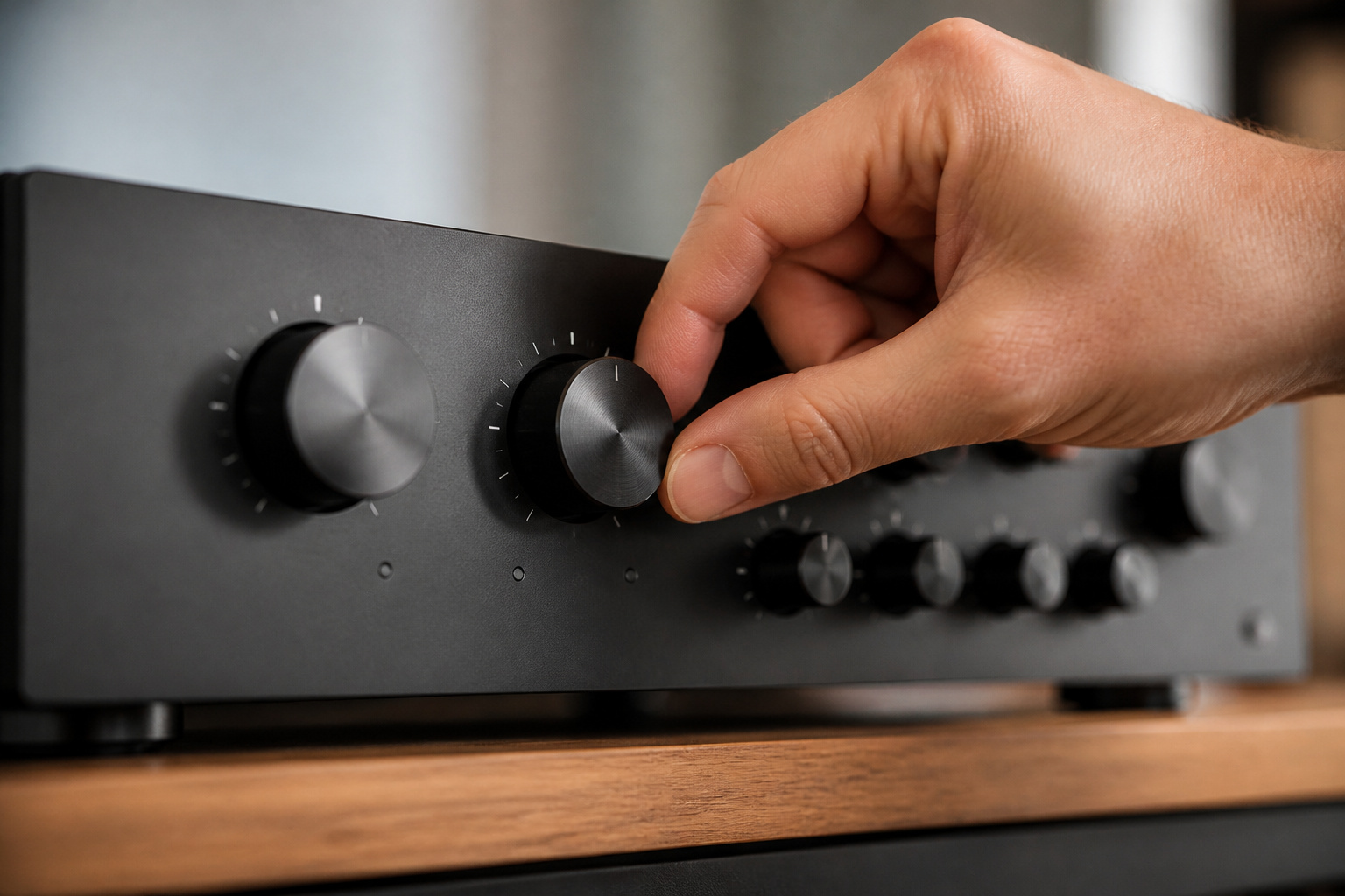 Hand adjusting gain on an amplifier