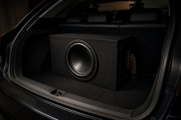 Clean car subwoofer install in an open trunk