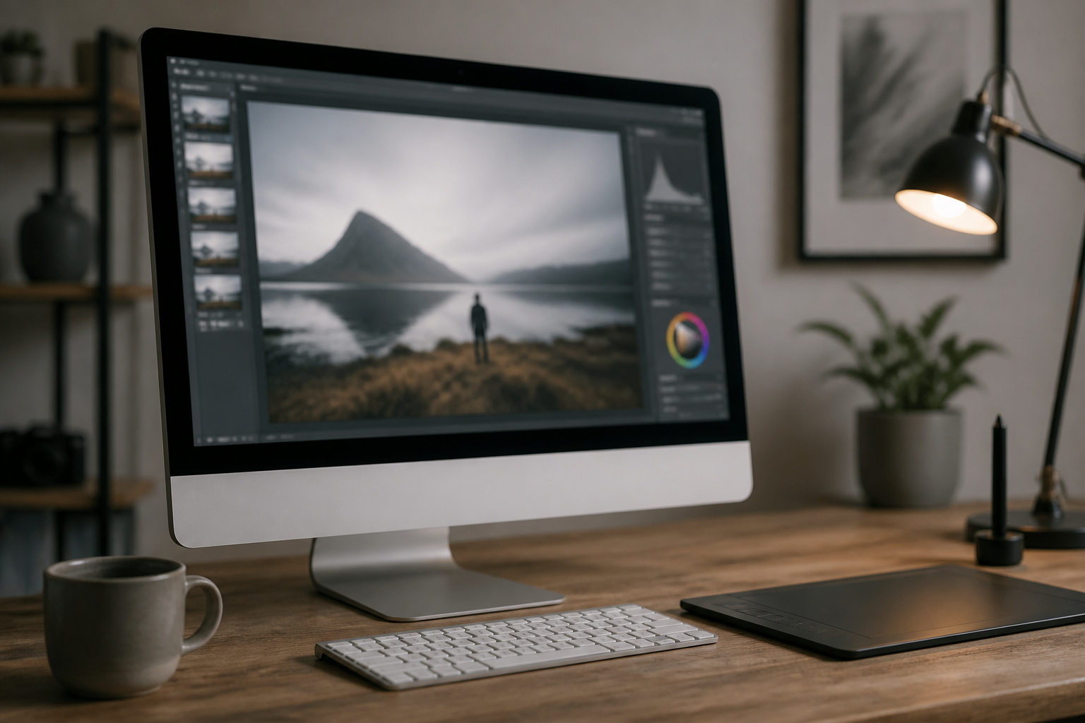 All-in-one computer with a drawing tablet on a desk