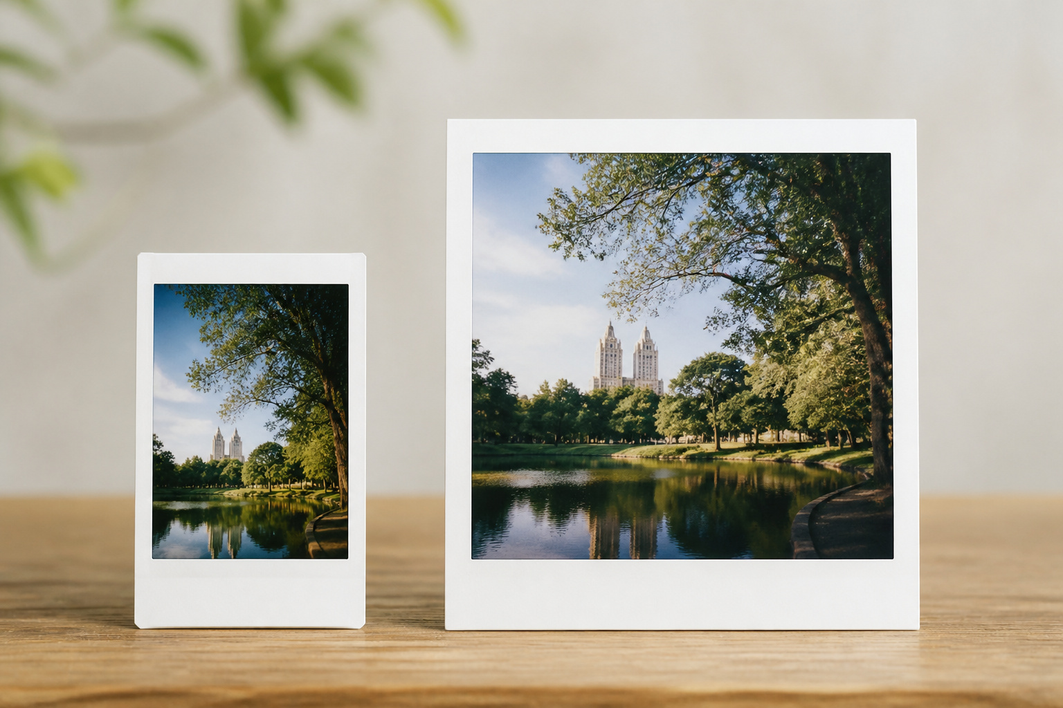 Two instant prints of different sizes side by side