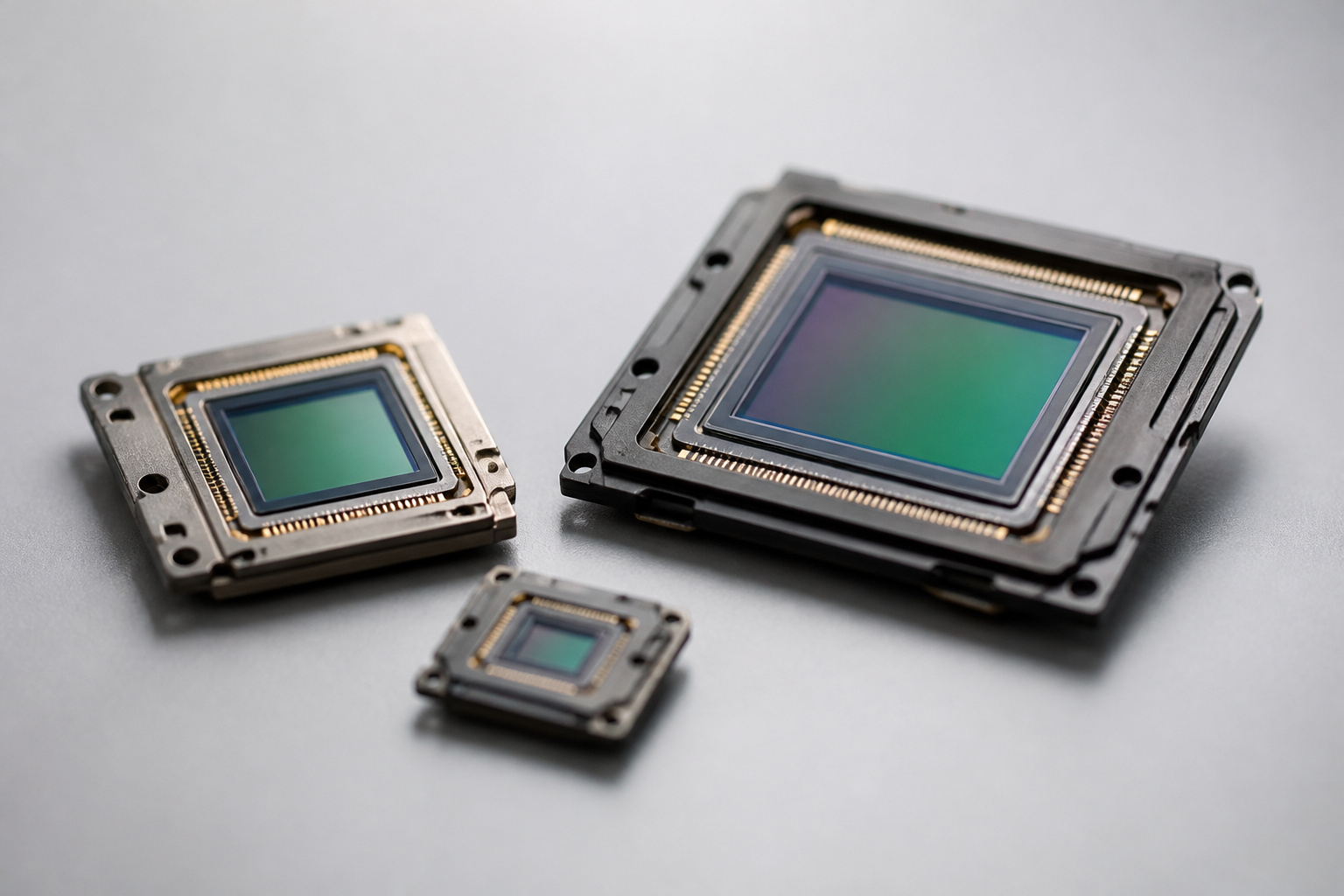 Three camera sensors of different sizes