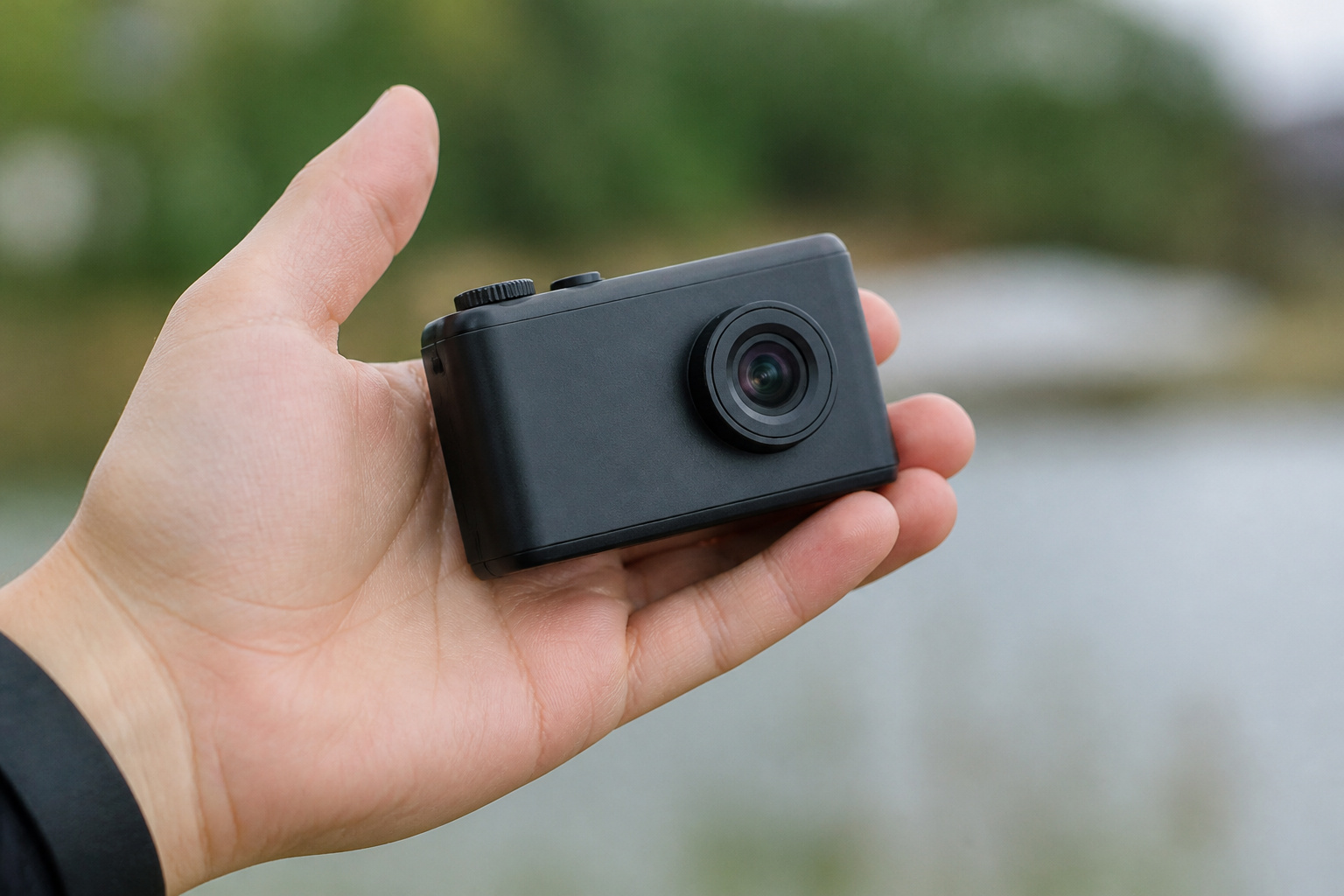 Small pocket camera held in an open palm